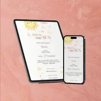 Model invitație digitală pagină botez - design modern și elegant pentru botezul copilului tău